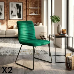 Chaise vert foncé motif ligne (lot de 2) BURGOS