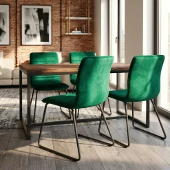 Chaise vert foncé motif ligne (lot de 2) BURGOS