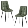 Chaise vert olive motif damier (lot de 2) LORA