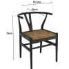 Chaise vintage bois noir recyclé et cannage chanvre tressé SWING