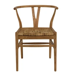 Chaise vintage bois recyclé et cannage chanvre tressé SWING