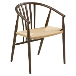 Chaise vintage en bois brun, assise rotin BERLIN