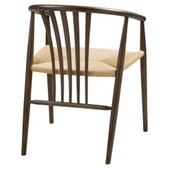 Chaise vintage en bois brun, assise rotin BERLIN