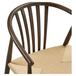 Chaise vintage en bois brun, assise rotin BERLIN