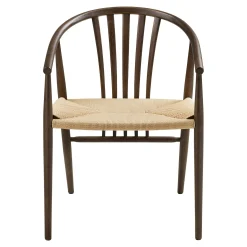 Chaise vintage en bois brun, assise rotin BERLIN
