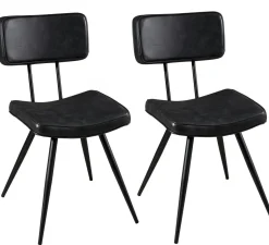 Chaise vintage tissu noir/gris anthracite (lot de 2) TIM