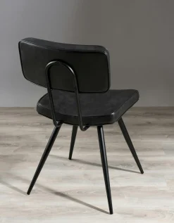Chaise vintage tissu noir/gris anthracite (lot de 2) TIM
