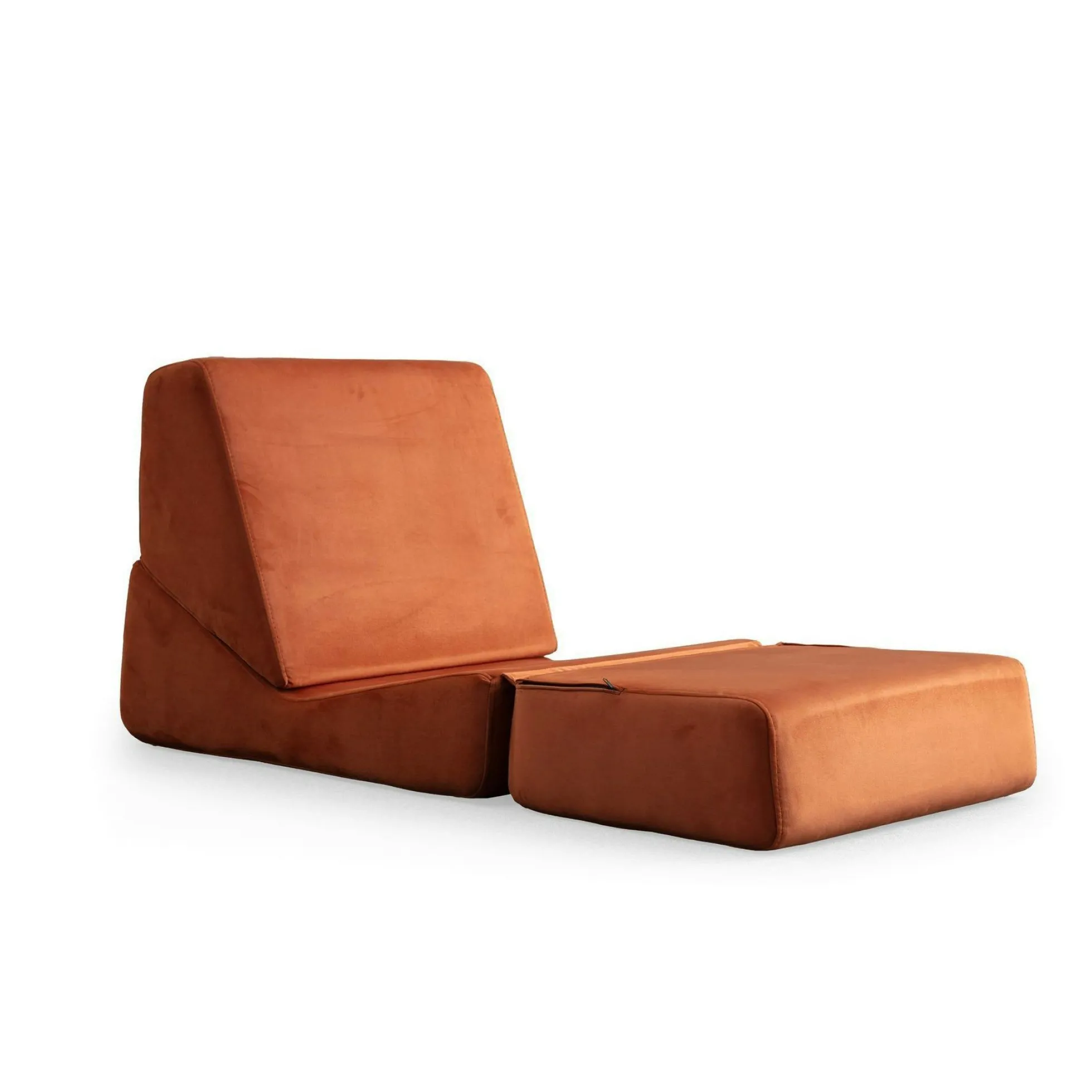 Chauffeuse convertible cuivre velours, lit d'appoint SAPPO