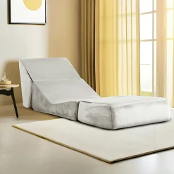 Chauffeuse convertible gris clair velours, lit d'appoint SAPPO