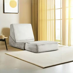 Chauffeuse convertible gris clair velours, lit d'appoint SAPPO