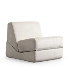 Chauffeuse convertible gris clair velours, lit d'appoint SAPPO