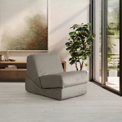 Chauffeuse convertible gris velours, lit d'appoint SAPPO