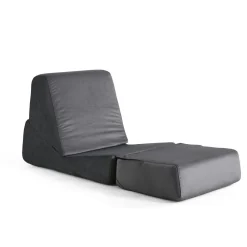 Chauffeuse convertible gris orage velours, lit d'appoint SAPPO