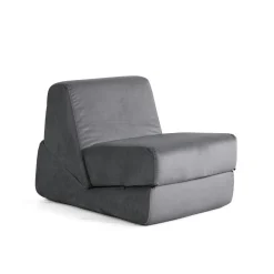 Chauffeuse convertible gris orage velours, lit d'appoint SAPPO