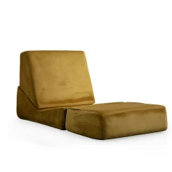 Chauffeuse convertible moutarde velours, lit d'appoint SAPPO