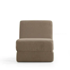 Chauffeuse convertible taupe bouclette, lit d'appoint SAPPO
