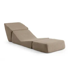 Chauffeuse convertible taupe bouclette, lit d'appoint SAPPO