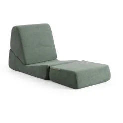 Chauffeuse convertible verte bouclette, lit d'appoint SAPPO