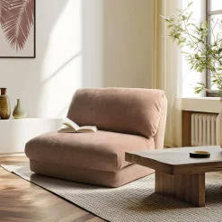 Chauffeuse 1 place multi-position en tissu couleur vieux rose ASTORI