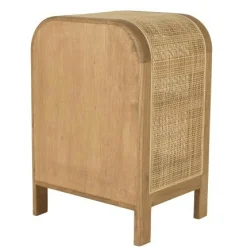 Chevet forme arrondie mindi et rotin naturel 1 porte 1 étagère TIVARO