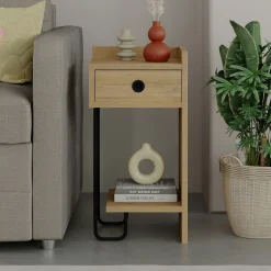 Chevet moderne effet bois - 1 niche ouverte, côté droit JENA