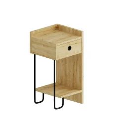 Chevet moderne effet bois - 1 niche ouverte, côté droit JENA