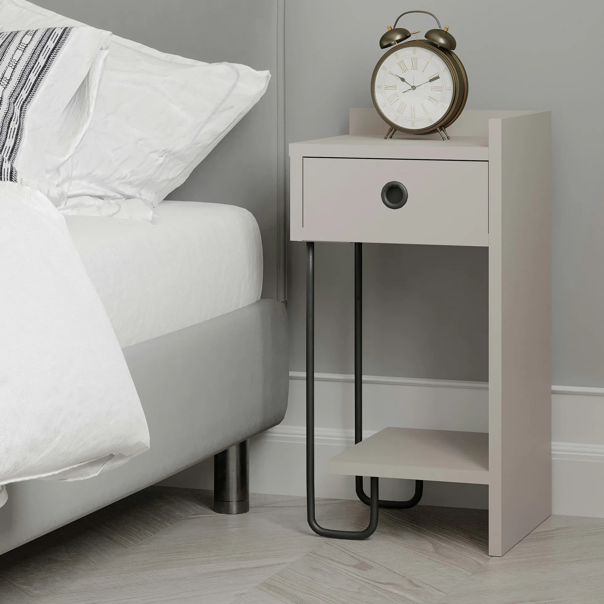 Chevet moderne moka - 1 niche ouverte, côté droit JENA