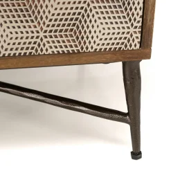 Chevet 2 tiroirs motifs losanges en bois de manguier KANHA