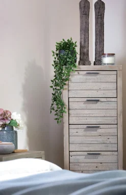 Chiffonnier bois recyclé grisé 6 tiroirs SIENNE