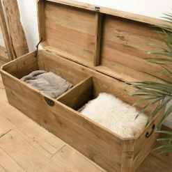 Coffre de rangement en bois de pin recyclé DENVER