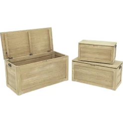 Coffres rectangles (lot de 3) bois massif hévéa HELENA