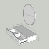 Coiffeuse murale scandinave avec miroir, 2 tiroirs MARFA