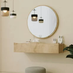 Coiffeuse murale scandinave avec miroir, 2 tiroirs MARFA