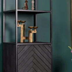 Colonne décorative en bois noir 1 porte ALVERA
