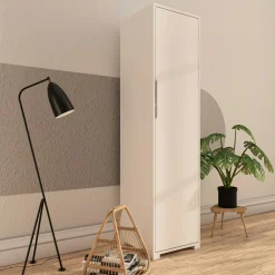 Colonne de rangement blanche moderne, 5 étagères BYRON