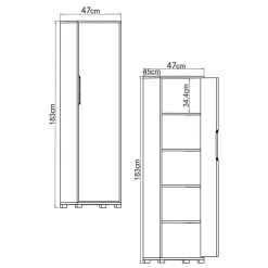 Colonne de rangement blanche moderne, 5 étagères BYRON
