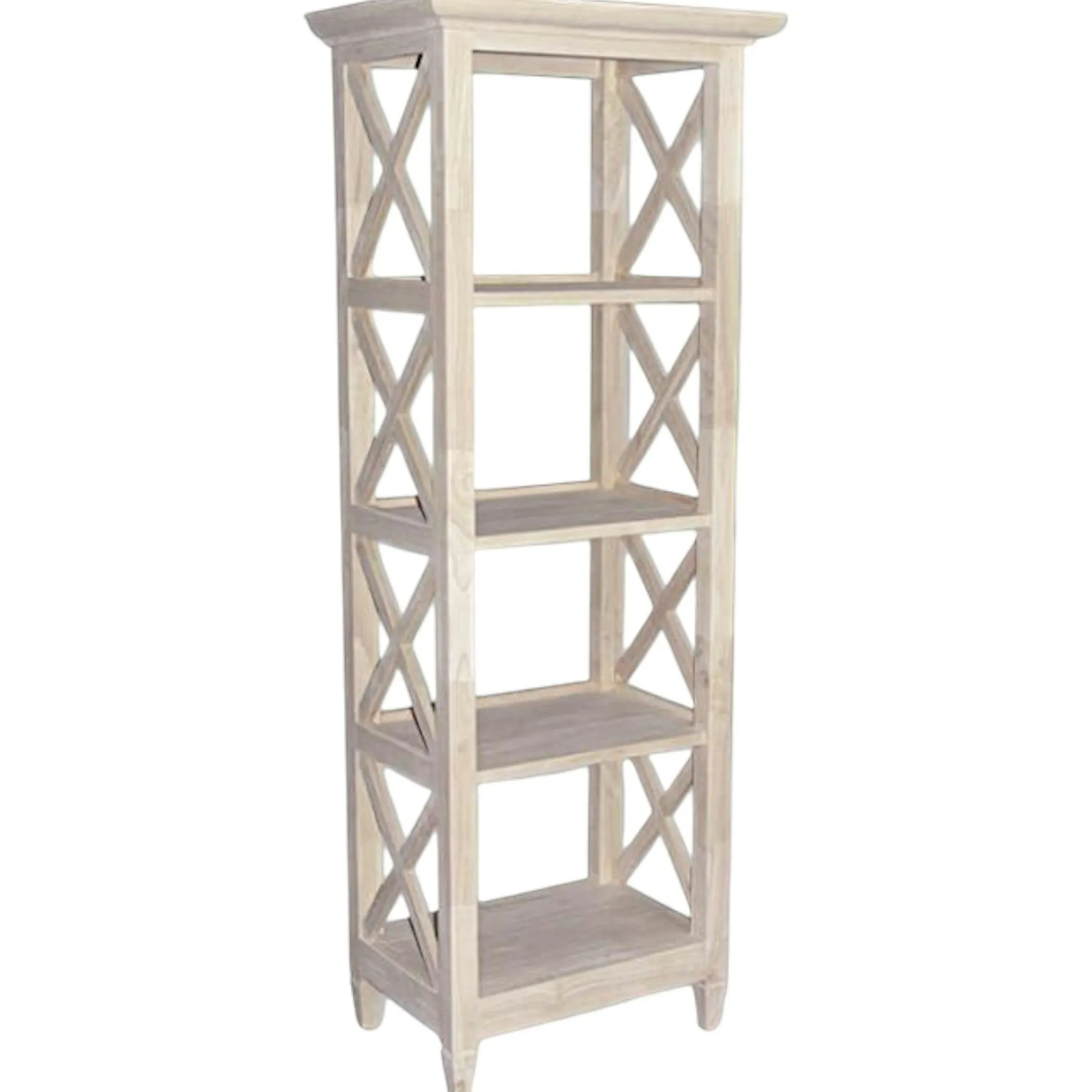 Colonne de rangement croisillons hévéa 60x40x160cm MAORI
