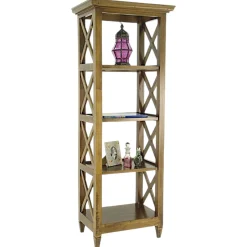 Colonne de rangement croisillons hévéa 60x40x160cm MAORI