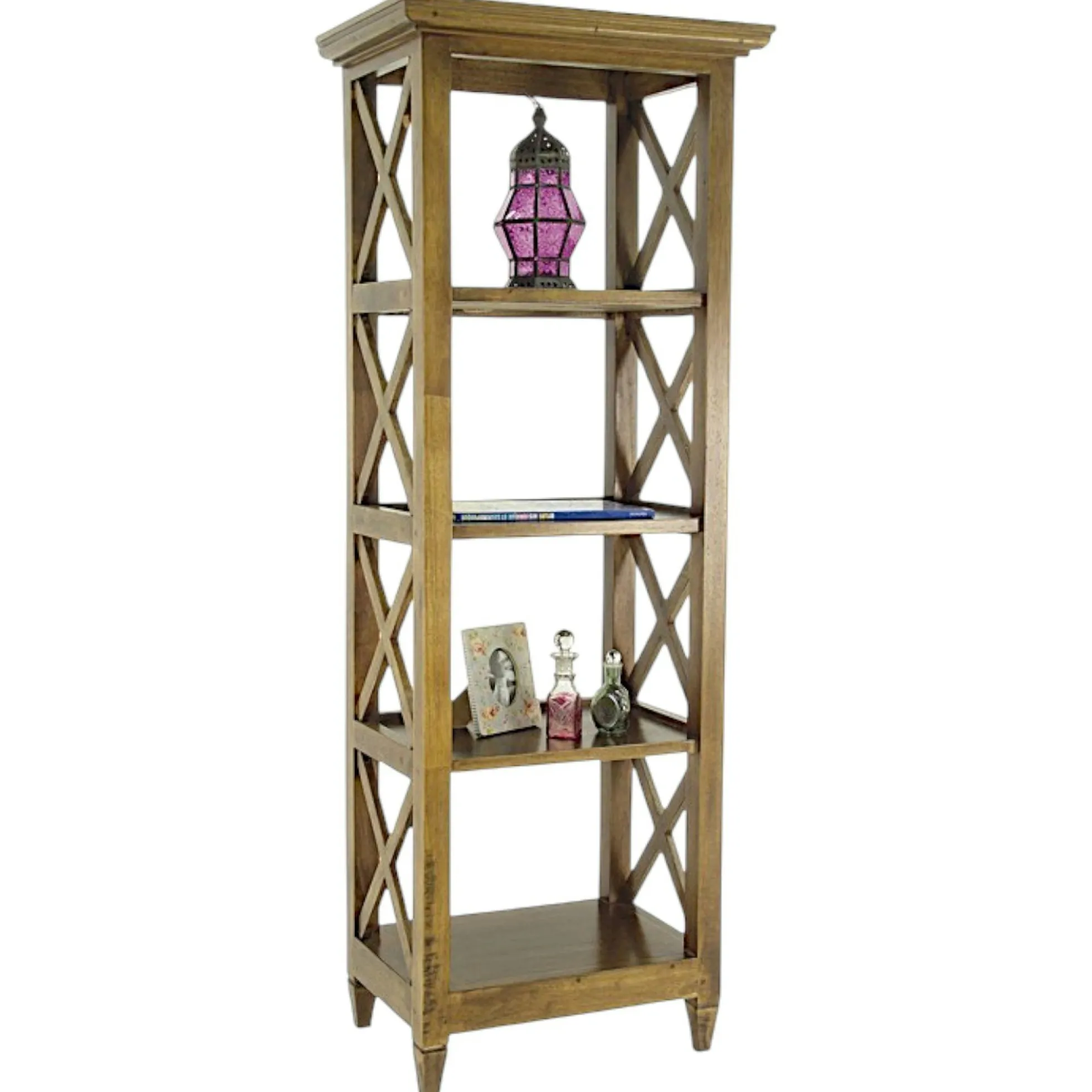 Colonne de rangement croisillons hévéa 60x40x160cm MAORI