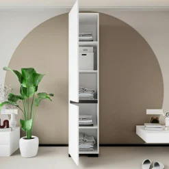 Colonne de rangement design blanche et grise BYRON