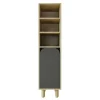 Colonne de rangement effet bois, 1 porte grise courbe VAREN