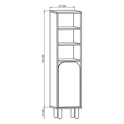 Colonne de rangement effet bois, 1 porte grise courbe VAREN