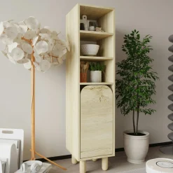 Colonne de rangement effet bois, 1 porte courbe VAREN