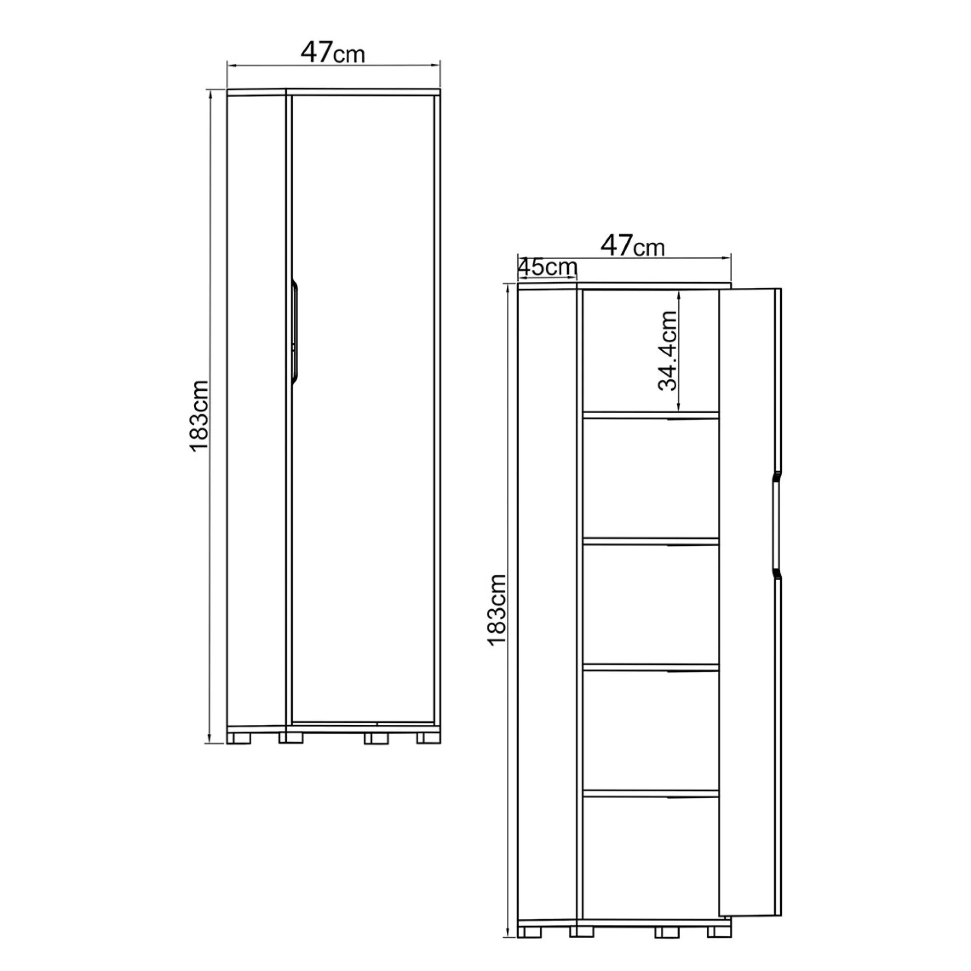 Colonne de rangement effet bois et porte grise BYRON