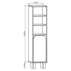 Colonne de rangement effet bois, 1 porte blanche courbe VAREN
