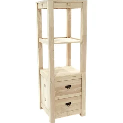 Colonne Hévéa 2 tiroirs, 2 étagères 50x50x151cm TESSA