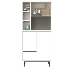 Colonne rangement cuisine blanche niche micro-ondes JENA