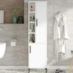 Colonne salle de bains blanche 2 portes 4 niches JENA