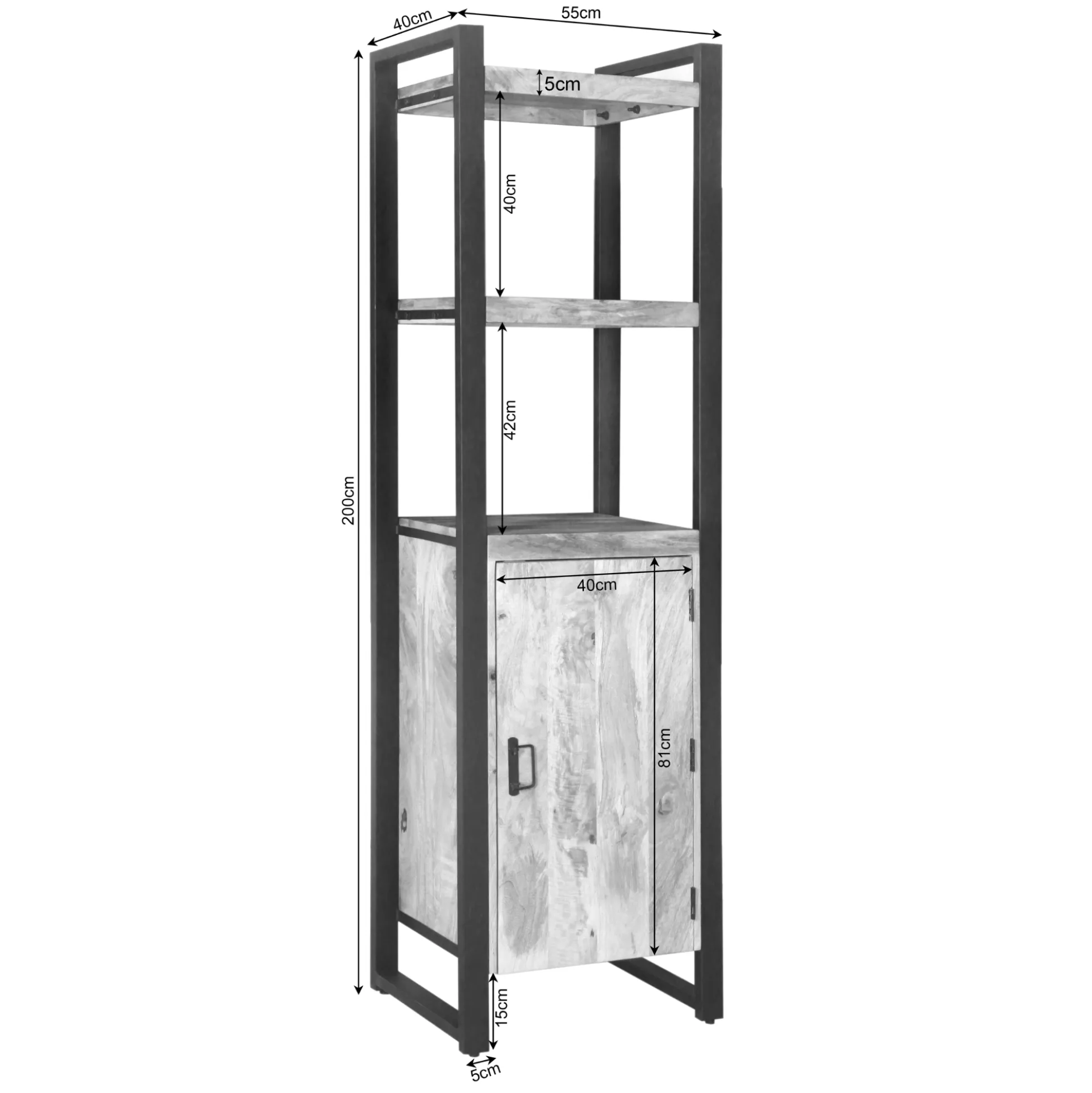 Colonne salon bois métal 1 porte MILORA