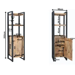 Colonne salon bois métal 1 porte MILORA